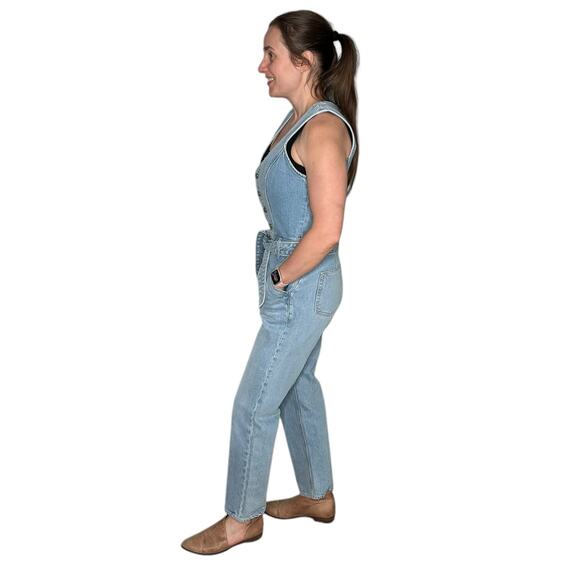 GRLFRND Amaya Blue Denim Jumpsuit Women's Size Medium Western Chic Button Front - Picture 2 of 9